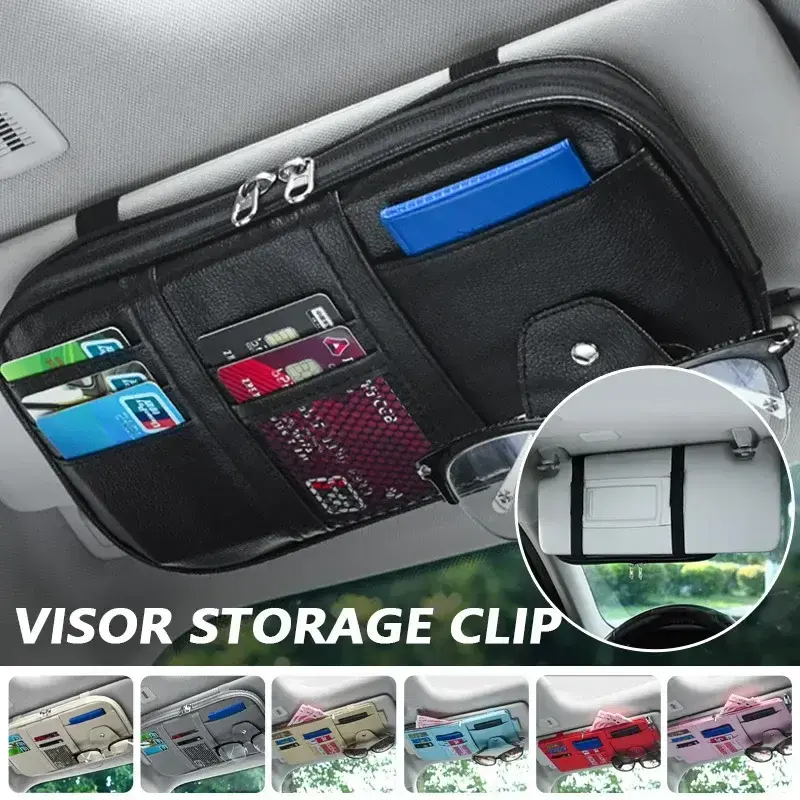 2026 New Car Sun Visor Organizer Multi-pocket Zipper Auto Truck SUV Storage Pouch Bills Pen Card Glasses Holder Car Accessories Gadget