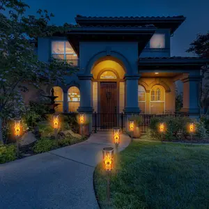 Summer Garden Lights，Solar Flame Torch Lights, IP65 Waterproof Outdoor Decor for Garden, Yard & Lawn, Auto On at Dusk, Off at Dawn