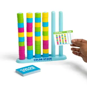 Color Stack Challenge – Easter Basket Stuffers for Kids, A Fast-Paced Color Matching Puzzle Game for Fun Easter Family Game Night, Includes 2 Stack Racks, 50 Challenge Cards, & 80 Rings