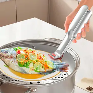 Stainless Steel Anti-Scald Bowl Clip, Non-Slip Heat Resistant Kitchen Bowl Grabber & Dish Lifter, Multifunctional Hot Plate Bowl Handling Clamp, Durable Rust-Proof Cooking Tongs for Steaming, Baking, Oven & Air Fryer, Essential Kitchen Gadget