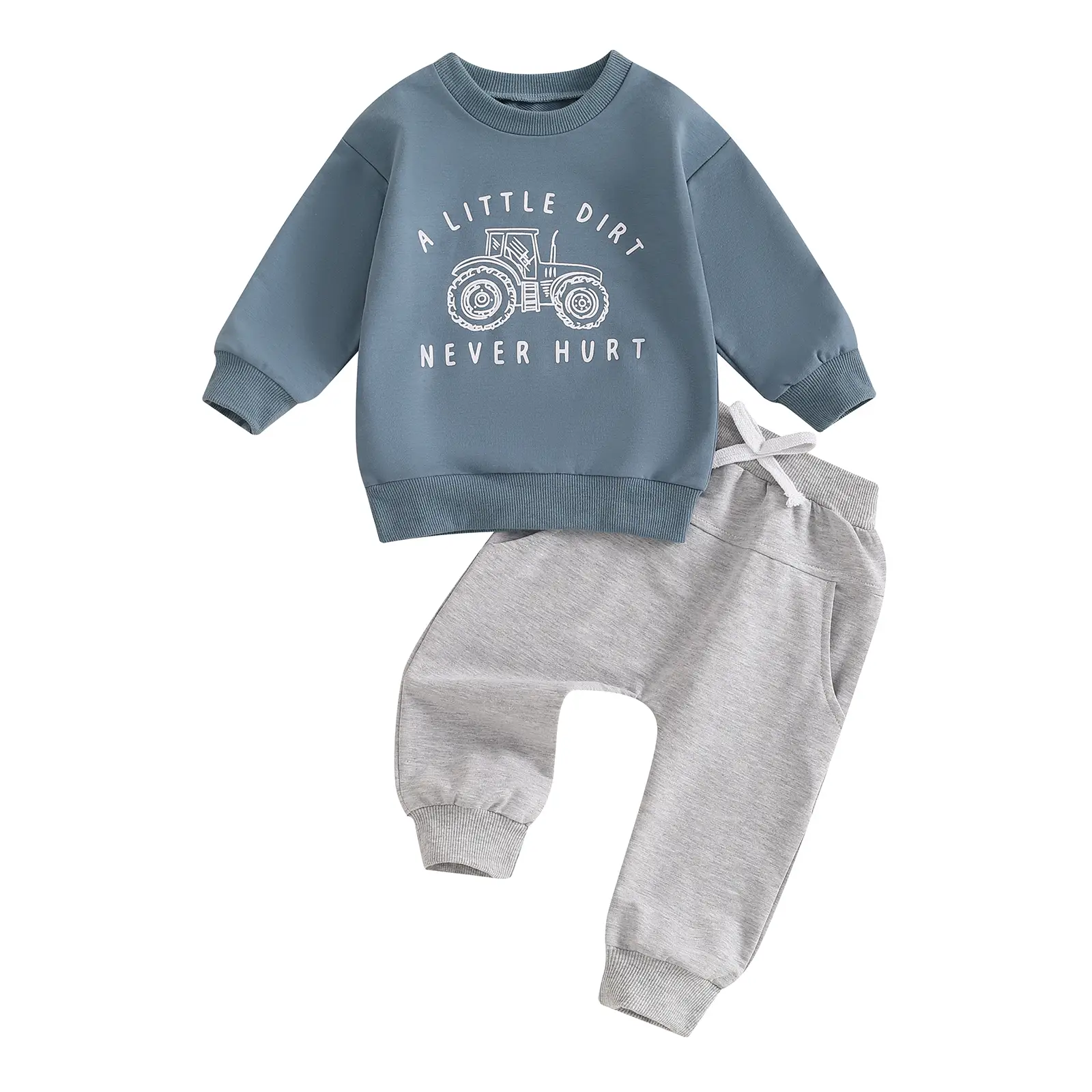 Toddler Baby Boy Fall Winter Outfit Tractor Car Letter Print Long Sleeve Sweatshirt Top Pant 0-4T Kid Farm Clothes