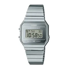 A700WEV-7AVT | Vintage Silver Slim Digital Watch, Retro Classic Design