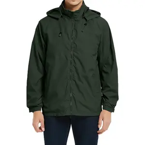 Men's Water-resistant Rain Jacket Lightweight Windbreaker Hooded Rain Coat for Adults Outdoor Hiking Camping