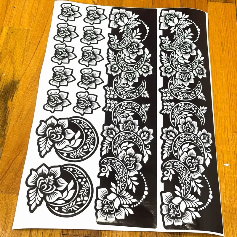 Henna Stencil Set, D51 Complete Temporary Art Tattoo Kit with Varied Shapes, Unique Henna Art Designs for Palms, Ft and Fingers, Suitable for Weddings and Festivals, Artistic, Crafts, Henna Cone