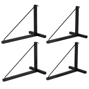 Garvee 4-Pack Shipping Container Shelving Brackets, 550 Lb Heavy Duty Steel Cargo Shelf Brackets with Hooks, 1 Tier Vertical Storage Rack for Trailer Containers, Easy to Hang