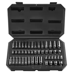 Impact Sockets Set, 48-Piece, 6-Point, 1/4 Inch Drive Bit Ratchet Tool Kit Case, SAE And Metric Socket Set With Magnetic Case, Deep And Shallow Sockets, Quick-Release Ratchet, Professional Mechanical Maintenance Set