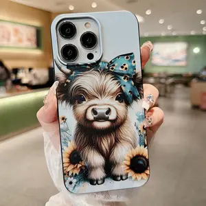 Cute Highland Cow Pattern Phone Case, Decorative Phone Protector Cover, Phone Accessories Compatible with  iPhone17/16promax,16 15pro 14PLUS 13 12Pro 11 Pro Max X  XSMAX
