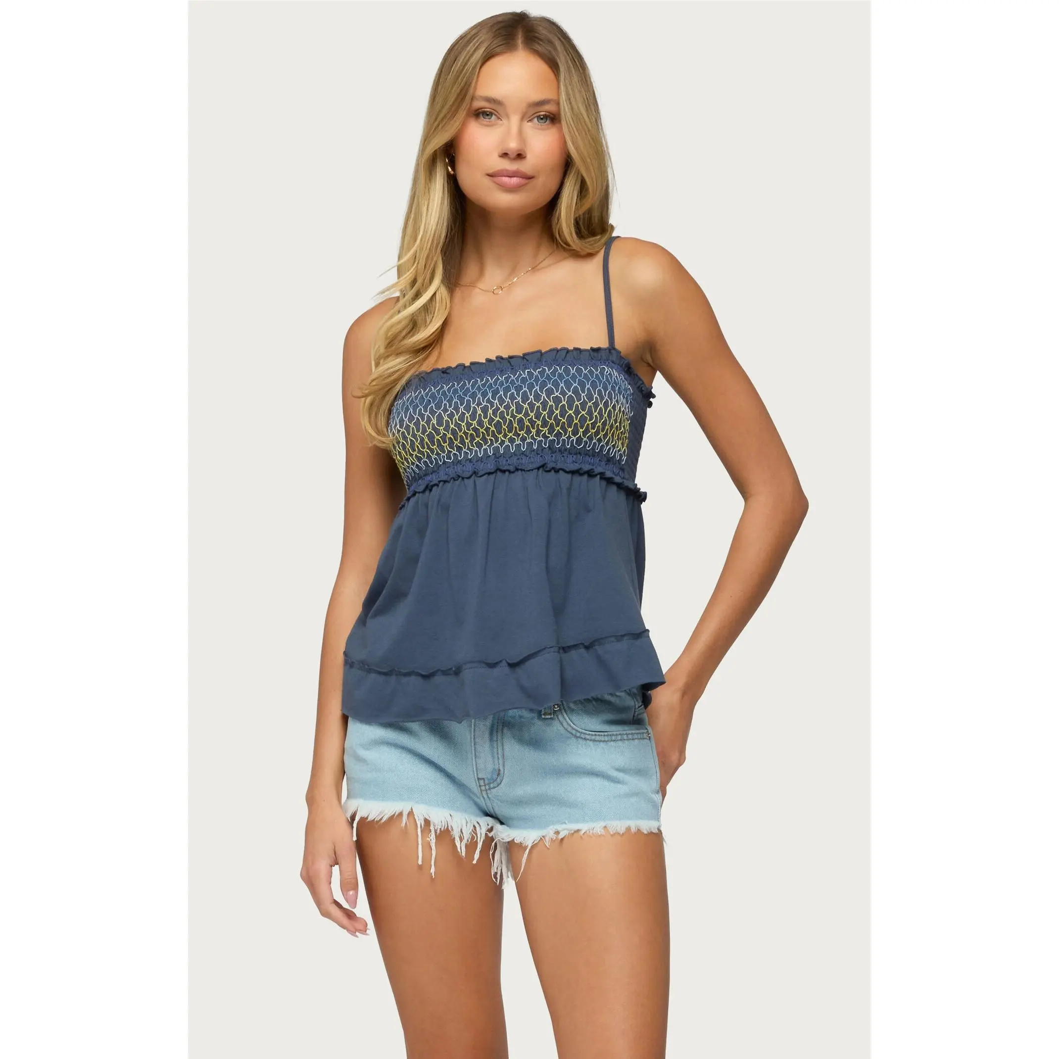 Edikted Women's Kelsy Smocked Tank Top