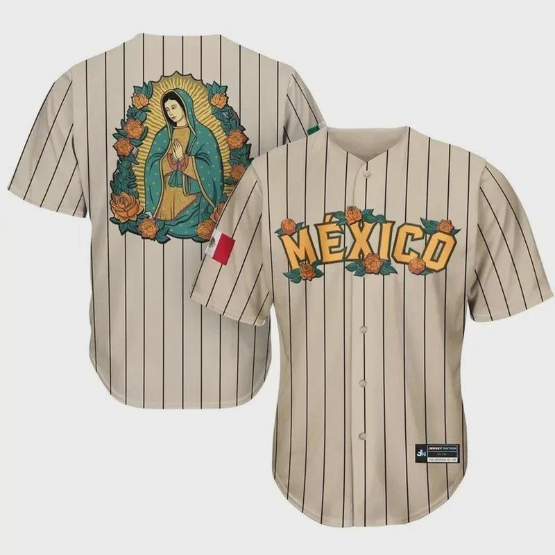2026 Mexico Guadalupe Baseball Jersey - Mexican Roots Flag Sports Shirt Unisex full size Adult and Youth