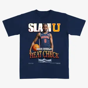Jaden Bradley Arizona Basketball SLAMU T-Shirt – Vintage College Hoops Graphic Tee “Heat Check” Design for Arizona Fans