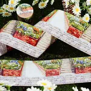 1 Roll/bag Pet Tape, Spring Garden Path Theme, Decorative Sticker, DIY Decorative Stickers, Decal Sticker for Handmade Journals, Computer Cards, Gift Tags, DIY Crafts