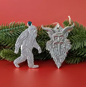 Pair of Legends Pewter Ornaments