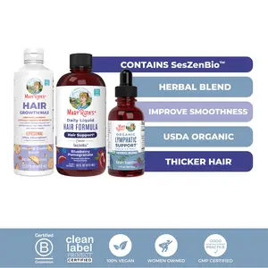 MaryRuth's Hair Growth Essentials & Lymphatic Support Bundle - Daily Liquid Hair Formula 16 oz - Hair Growth Max 15.22 oz - Lymphatic Support Herbal Blend1o