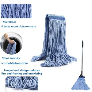 String Mop Head Replacement, 24 oz Loop End Cotton Mop Head with 6 Inch Headband, Mop Refill for Home and Janitorial Cleaning Supplies