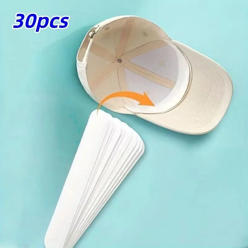 30pcs Disposable Sweat Pads, Hat Brim Sweat Absorber, Collar Protector, Sports Stain Guard, Shirt Sweat Pad, Portable Sweat Remover, Lightweight, Sweat Absorbent