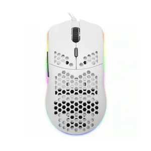 212 MAIN Honeycomb RGB Gaming Mouse - 6400 DPI USB Wired Gaming Item with Flowing RGB Backlit LEDs, Compatible with PC, Laptop (White), Gaming Items