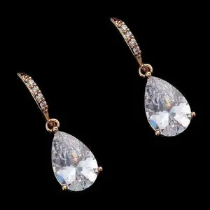 Stunning 5-Inch Bridal Pear Shape CZ Zirconia Earrings for a Dazzling Look