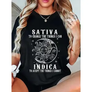 Unisex Sativa To Change The Things I Can Indica Cannabis Weed T-Shirt Casual Top