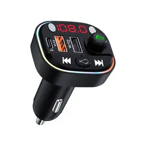 Bluetooth FM Transmitter for Car, QC3.0 & USB-C PD 18W Quick Charger & 7 Colors LED Backlit Car Radio Bluetooth Adapter, MP3 Music Player with EQ Mode, 2 USB Port, Support USB Disk