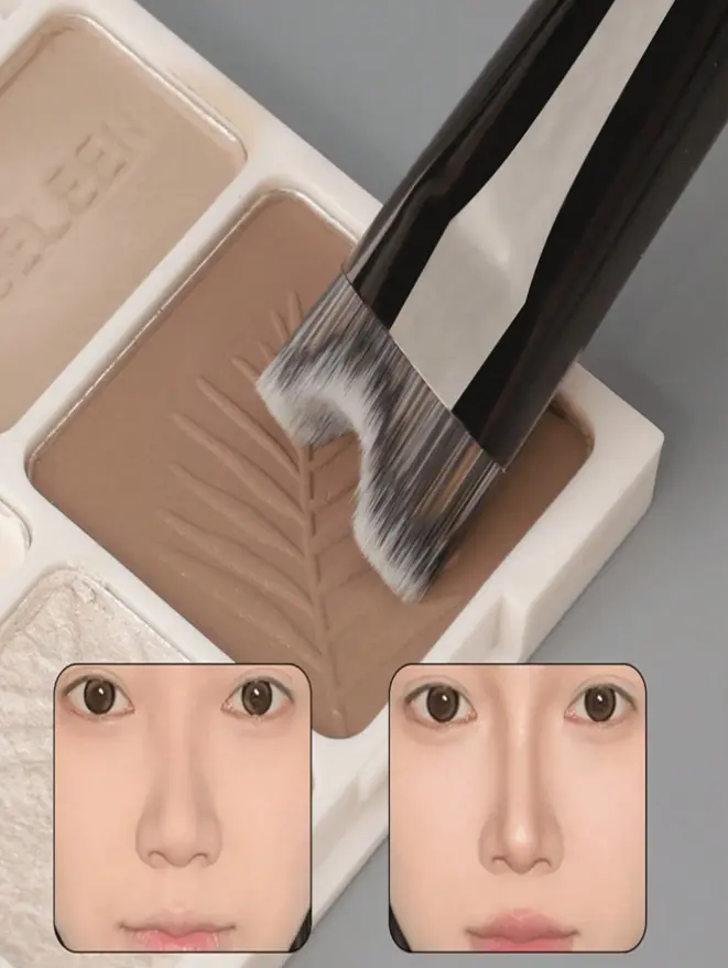 U-Shaped Nose Contouring Makeup Brush - Dual-Ended Nose Shadow & Highlight Brush, U-Shaped Handle Design, Ergonomic Grip, Soft Bristles, Precisely Sculpt Nose Contour