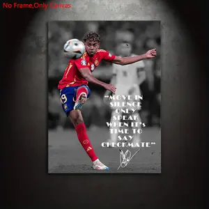 1 piece/set frameless canvas painting print poster, classic realistic style art, Lamine Yamal inspirational quotes, a perfect gift for football culture enthusiasts, ideal gift for bedroom, living room, dorm hallway, kitchen, mural, wall decoration