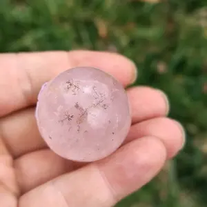 Rose Quartz Sphere with Dendritic Inclusions - Natural Color, Round Shape, Ideal for Display and Collecting