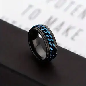 Spinner Ring for Men & Women Silver Stainless Steel Cool Titanium Fashion Ring with Chain Design Beer Bottle Opener Chain Rings Unique Bottle Opener