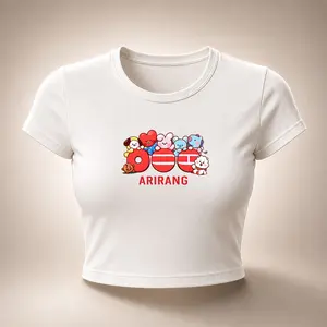 Cute Korean Pop Boy Group Graphic Baby Tee, Y2K Music Fan Shirt, 2026 Concert Streetwear Top