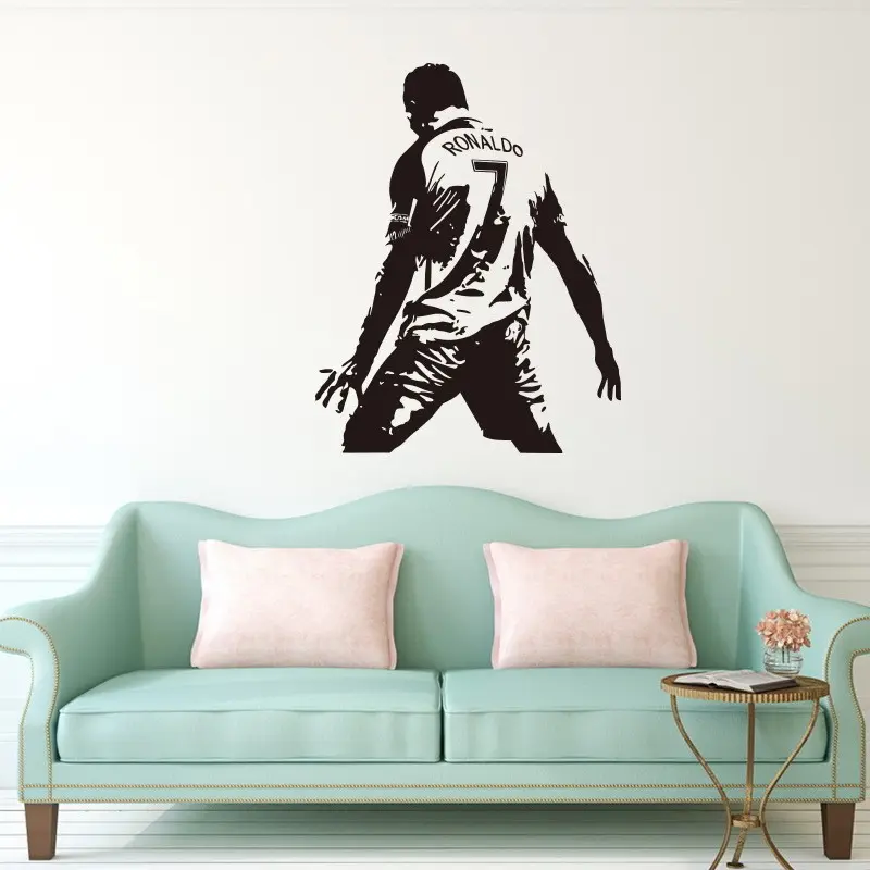 Cronaldo Theme Wall Sticker Set, Decorative Wall Sticker, Decoration Items, Wall Art Stickers, & Art Style, Removable Wear-Resistant Material, Ideal for Football Fans' Bedroom Decor