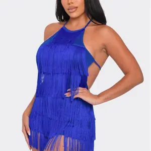 Vanessa Fringe Romper - Royal Blue