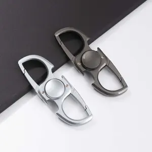 Multifunctional Spinner Keychain – Built-in Bottle Opener & Carabiner Clip, Anti-Theft Lock for Backpack and Zipper Pull Replacement, Anxiety Relief for Adults Teens, Compact Key Ring, Silver and Space Gray