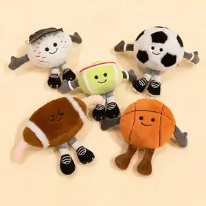 Plush Ball Toys, Football Basketball Tennis Golf Rugby Pendants Keychains Backpack Charms, Birthday Gifts Christmas Decorations