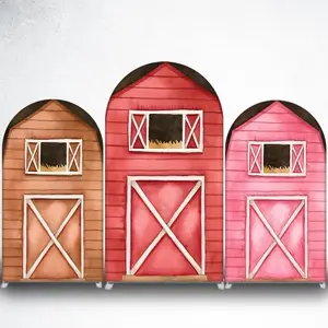 15-day 2D Flat Delivery Watercolor Farm Barn Arch Backdrop Cover for Barnyard Theme Birthday Party