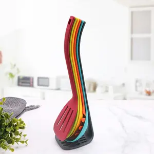 6-Piece Nonstick Kitchen Utensil Set, Nylon Cooking Utensils with Spatula & Slotted Spoon, Heat-Resistant Standing Kitchen Tools Set