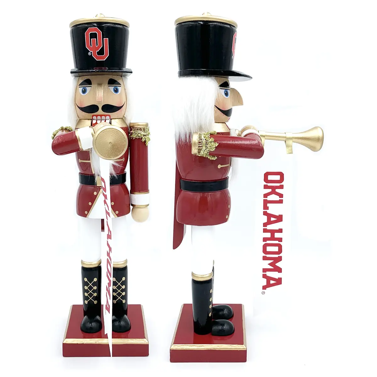212 MAIN 14 in. Hand-Made Wooden Oklahoma Bugler Nutcracker, Floor Standing Ornament, Wooden Decorative Ornaments, Festive Home Decoration Accent