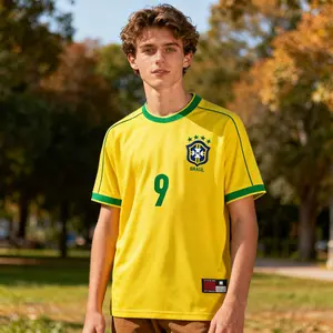 1998 World Cup Brazil National Team Home Yellow 9# Ronaldo Short Sleeve Soccer Jersey Fans Version