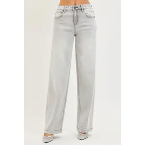 RISEN Slouchy Baggy Jeans with Contrast Stitching