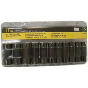 John Deere 6pt 1/2-Inch Drive SAE Deep Impact Socket Set - TY24363