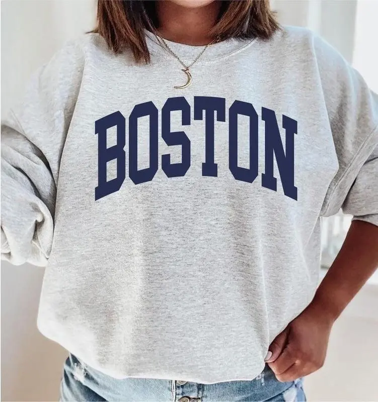 [Sale off up 50%] Boston Sweatshirt, Navy Blue Boston, Vintage Sweatshirt Crewneck Varsity Style Cozy Trendy Boston gift Unisex Boston Sweatshirt Sweatshirt, Hoodie, Comfort Colors