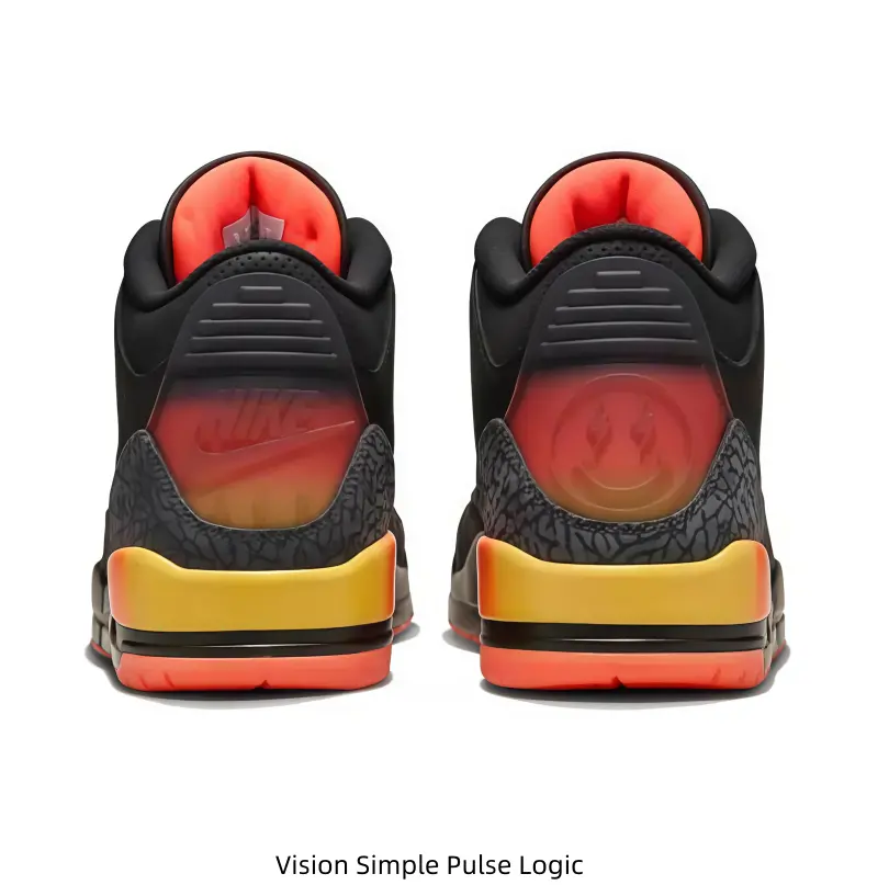 Black Retro Mid-Top Sneakers with Sunset Gradient Accents – Bold Streetwear Style for Men & Women