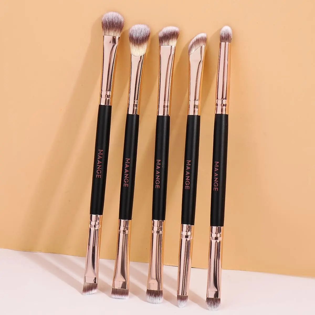 MAANGE 5pcs Double-ended Eye Makeup Brushes, Dual Ended Makeup Brush, Makeup Brushes for Precise Application, Essential Tools for Makeup Artists, Eyeshadow Brush Set Gift for Women & Girls, Makeup Blending Brush, Beauty Duo Brush