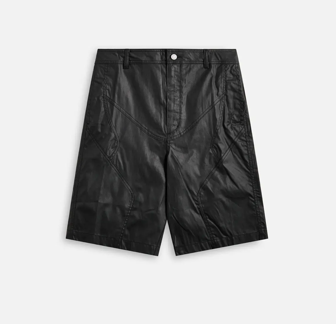 Nike Men's Belt-Style Character Embroidered Wax Shorts - Black, Durable Fabric, Pockets, Button, Air Jordan x Travis Scott Menswear Bottoms, Belt-Style Men's Shorts, Character Embroidery Men's Shorts