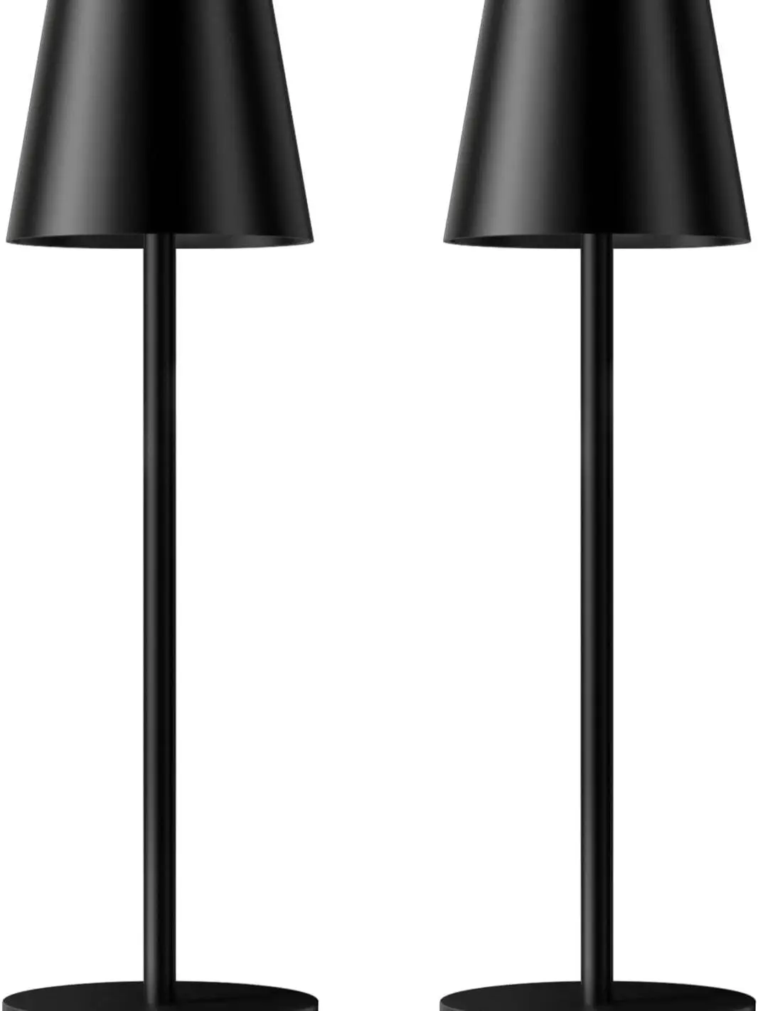 Cordless Table Lamp Rechargeable Black - KK 2 Pack 5000mAH Battery Operated Lamp for Counter, 3 Color Stepless Dimming Wireless Lamp for Dining Kitchen, Outdoor Patio, Touch Control