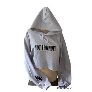 NOT FRIENDLY - Grey Cropped Hoodie