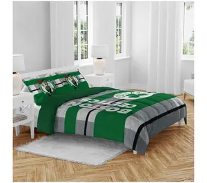 Pegasus Sports NBA Heathered S tripe Queen 3-P iece Bed in a B