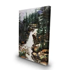 360 Stand Alberta Falls Rustic Wall Print - 24x36 in. High-Def Nature Landscape Photo, Waterfall Decoration, Modern Home Decor Poster, Art-Themed, Graphic Wall Arts for Bathroom, Art-Themed Wall Arts
