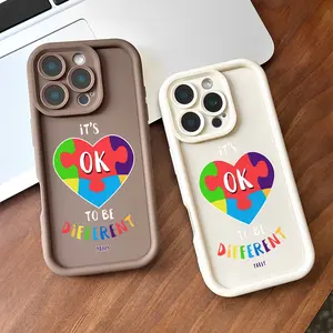 Autism Awareness Puzzle Heart Voice Heart Phone Case for iPhone 16 Pro Max 15 Plus 14 Pro 13 12 11 XS Max XS XR & SAMSUNG Galaxy S25 Ultra S24 Plus S23 Shockproof TPU Protective Cover Flexible Durable