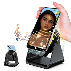Wireless Induction Speaker, Phone Stand with Bluetooth Speaker, Built-in 2000mAh Battery, with RGB Ambient Light, Phone Holder Compatible with iPhone/iPad/Android Phone/Samsung Galaxy