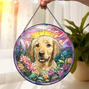 Custom Pet Memorial Stained Glass Suncatcher, Loss of Pet Sympathy Gift, Custom Dog Portrait from Photo, Personalized Custom Art Suncatcher