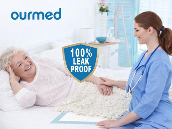 Ourmed Super Absorbent Underpad, 30"x36" Extra Large Incontinence Bed Pad, Waterproof Disposable Pee Pad for Elderly, Adults, Kids and Hospital Usage, 50 Count（Can also Underpad as a pet care mat）